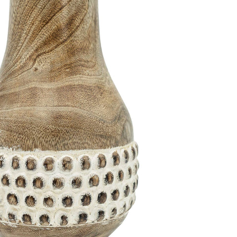 Whitewashed Wood Bead Vase