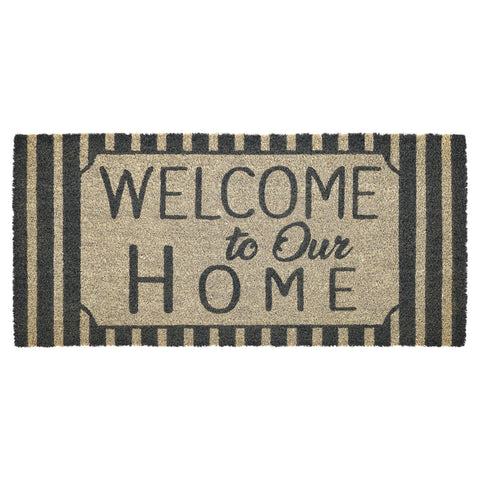 Charcoal Stripes Coir Rug