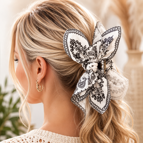 Black Paisley Boho Hair Claw Clip