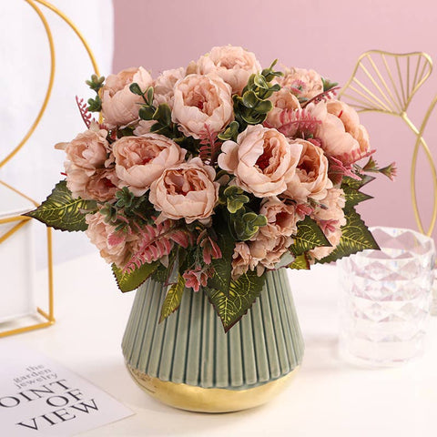 Peony Rose Artificial Flower Bouquet - Pink