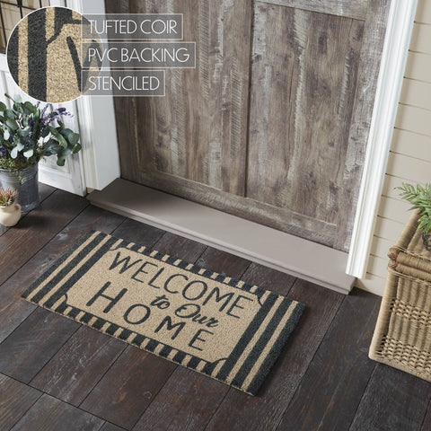Charcoal Stripes Coir Rug