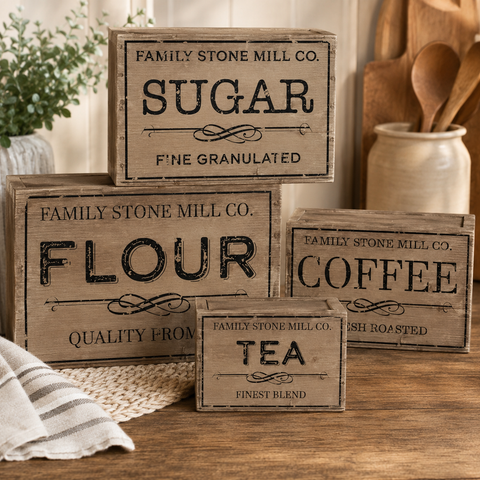 Vintage Kitchen Stone Mill Advertising Boxes (4 Boxes)