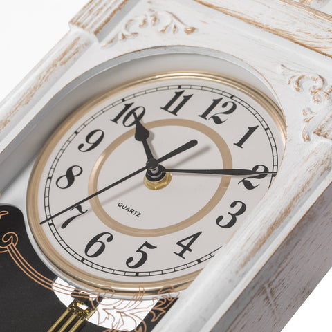 Vintage Grandfather Wall Clock - White/Gold