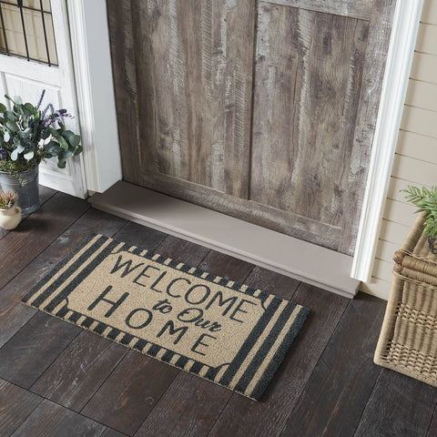 Charcoal Stripes Coir Rug