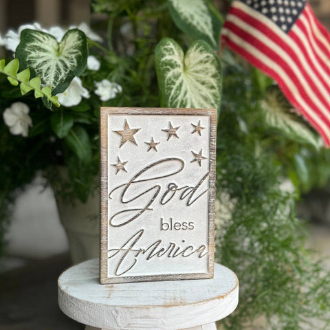Wood Sign - God Bless America