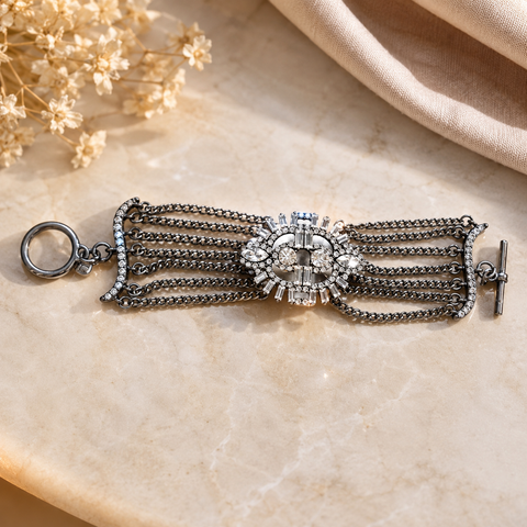 Deco Crystal Center & Chains Bracelet