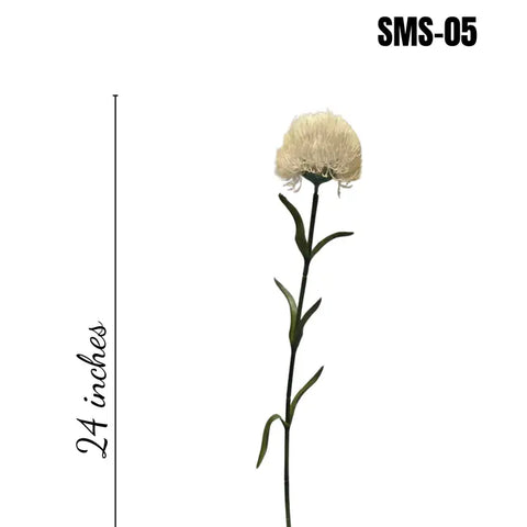 Faux White Thistle Pincushion Lifelike Artificial Flower Stem