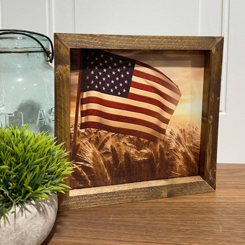 Wood Frame Art Print - American Flag