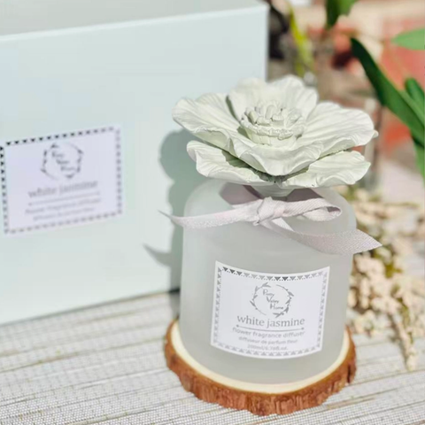 White Jasmine (Green) Ceramic Flower Diffuser
