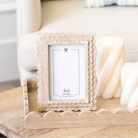 Wood Scallop Photo Frame - Natural Wood