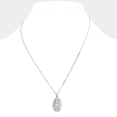 Saint Mary Pendant Necklace - Silver