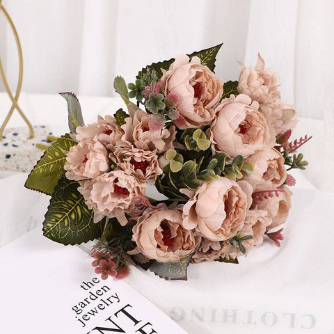 Peony Rose Artificial Flower Bouquet - Pink