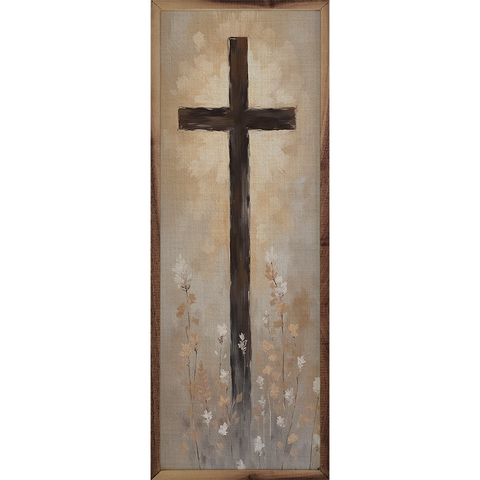 Framed Art - Cross with Flowers