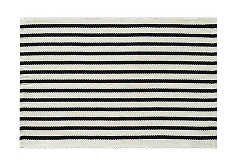 Black-Ivory Striped Small Area Rug