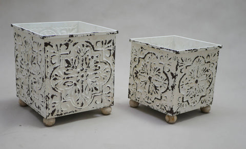 Metal Distressed Planter - Large