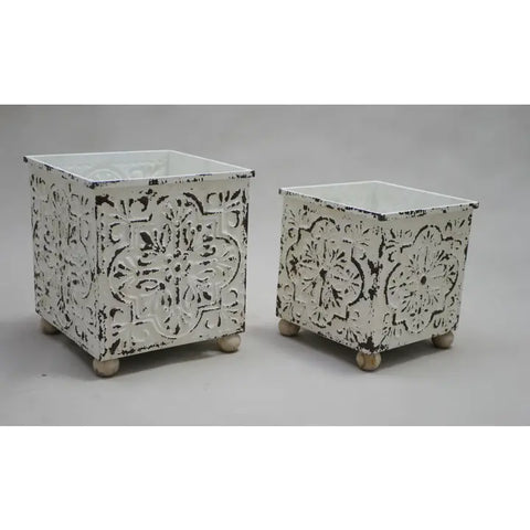 Metal Distressed Planter - Small