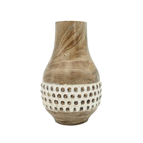 Whitewashed Wood Bead Vase